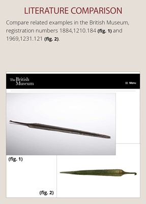 Lot 1682 - A LARGE BRONZE CYPRIOT SPEAR HEAD, C. 1900-1450 BC