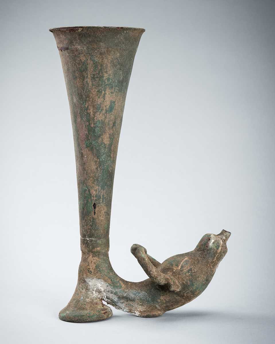 Rhyton Grec Ancien En Bronze - Avant-part Animal - Original Pré-1800