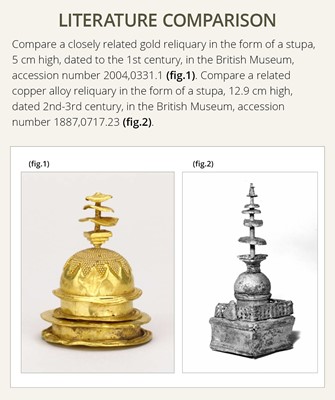 Lot 216 - A RARE SILVER REPOUSSÉ RELIQUARY IN THE FORM OF A STUPA, ANCIENT REGION OF GANDHARA