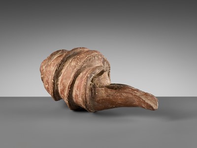 Lot 595 - A RARE POTTERY CONCH SHELL, ANGKOR PERIOD