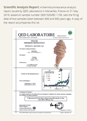 Lot 595 - A RARE POTTERY CONCH SHELL, ANGKOR PERIOD