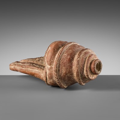 Lot 595 - A RARE POTTERY CONCH SHELL, ANGKOR PERIOD