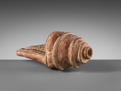 Lot 595 - A RARE POTTERY CONCH SHELL, ANGKOR PERIOD