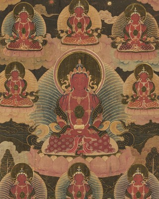 Lot 306 - A THANGKA OF RED AMITAYUS, 18TH – 19TH CENTURY