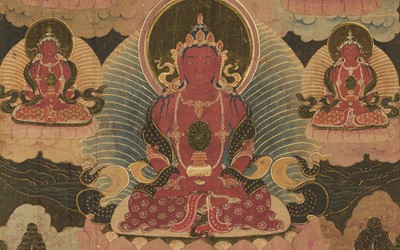Lot 306 - A THANGKA OF RED AMITAYUS, 18TH – 19TH CENTURY