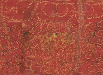 Lot 27 - A RED-GROUND THANGKA DEPICTING VAJRAPANI, CENTRAL TIBET, 18TH CENTURY