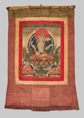 Lot 304 - A THANGKA DEPICTING CHATURBHUJA MANJUSHRI, TIBET, 18TH-19TH CENTURY