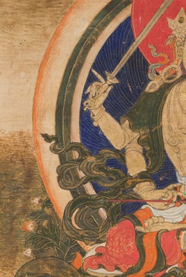 Lot 304 - A THANGKA DEPICTING CHATURBHUJA MANJUSHRI, TIBET, 18TH-19TH CENTURY