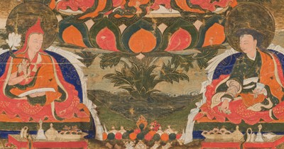 Lot 304 - A THANGKA DEPICTING CHATURBHUJA MANJUSHRI, TIBET, 18TH-19TH CENTURY