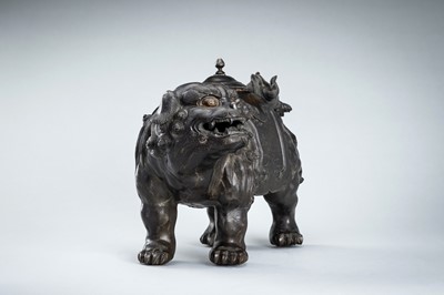Lot 191 - A LARGE BRONZE CENSER IN THE FORM OF A BUDDHIST LION, LATE EDO PERIOD