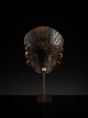 Lot 222 - A POLYCHROME WOOD MONPA MASK, 19TH CENTURY