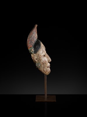 Lot 222 - A POLYCHROME WOOD MONPA MASK, 19TH CENTURY