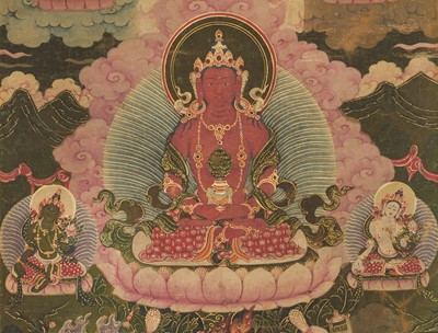 Lot 305 - A THANGKA OF AMITAYUS, 18TH – 19TH CENTURY