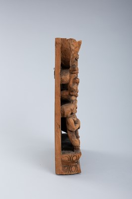Lot 1635 - AN INDIAN WOOD RELIEF OF DANCING VISHNU
