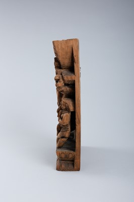 Lot 1635 - AN INDIAN WOOD RELIEF OF DANCING VISHNU