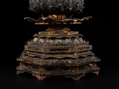 Lot 12 - A LACQUERED WOOD FIGURE OF AMIDA NYORAI, EDO PERIOD