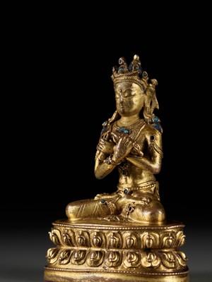 Lot 292 - A GILT-BRONZE FIGURE OF VAJRADHARA, 15TH-16TH CENTURY