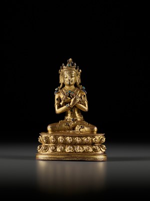 Lot 292 - A GILT-BRONZE FIGURE OF VAJRADHARA, 15TH-16TH CENTURY