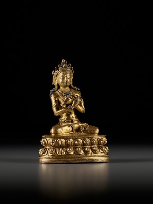 Lot 292 - A GILT-BRONZE FIGURE OF VAJRADHARA, 15TH-16TH CENTURY