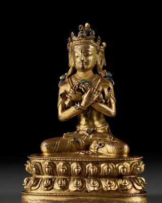 Lot 292 - A GILT-BRONZE FIGURE OF VAJRADHARA, 15TH-16TH CENTURY