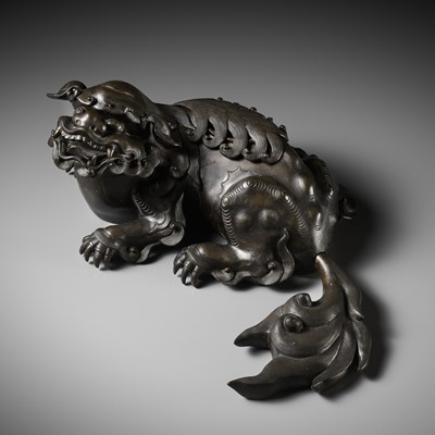 Lot 344 - A LARGE BRONZE ‘BUDDHIST LION’ CENSER AND COVER, CHINA, 18TH CENTURY