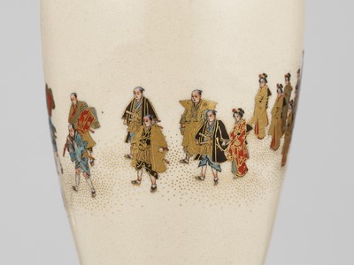 Lot 100 - YABU MEIZAN: A SUPERB SATSUMA CERAMIC VASE WITH A ROYAL PROCESSION