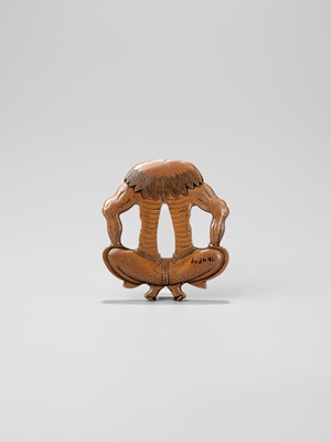 Lot 250 - A SUAKA (REFINED COPPER) TSUBA IN THE FORM OF ONI, ATTRIBUTED TO NARA MASAYOSHI