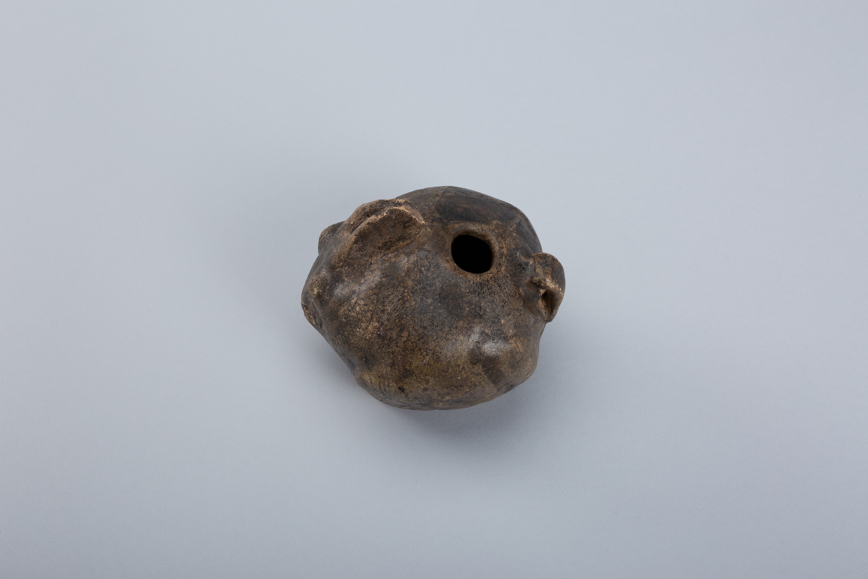 【 20世紀初期 上海産業工芸 】　象堆漆花鳥ポット　K1127G Lot 1389 - A 'RABBIT' STONEWARE LIME POT, KHMER EMPIRE,