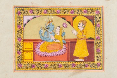 Lot 1645 - A GROUP OF SEVEN INDIAN MINIATURE PAINTINGS FROM THE LIFE OF LORD KRISHNA