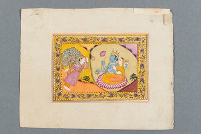 Lot 1645 - A GROUP OF SEVEN INDIAN MINIATURE PAINTINGS FROM THE LIFE OF LORD KRISHNA