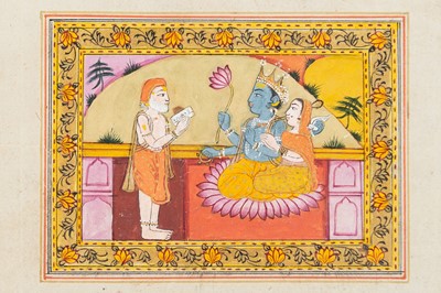 Lot 1645 - A GROUP OF SEVEN INDIAN MINIATURE PAINTINGS FROM THE LIFE OF LORD KRISHNA