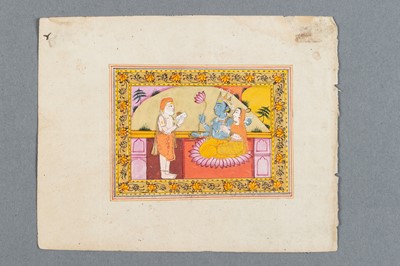 Lot 1645 - A GROUP OF SEVEN INDIAN MINIATURE PAINTINGS FROM THE LIFE OF LORD KRISHNA