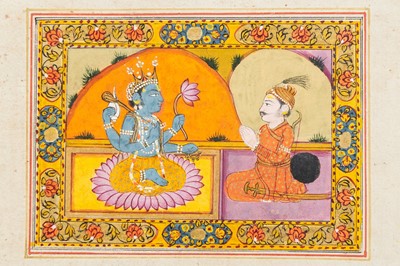 Lot 1645 - A GROUP OF SEVEN INDIAN MINIATURE PAINTINGS FROM THE LIFE OF LORD KRISHNA