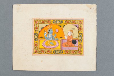 Lot 1645 - A GROUP OF SEVEN INDIAN MINIATURE PAINTINGS FROM THE LIFE OF LORD KRISHNA