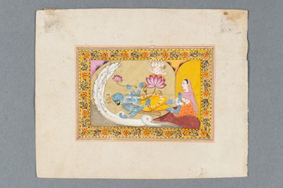 Lot 1645 - A GROUP OF SEVEN INDIAN MINIATURE PAINTINGS FROM THE LIFE OF LORD KRISHNA