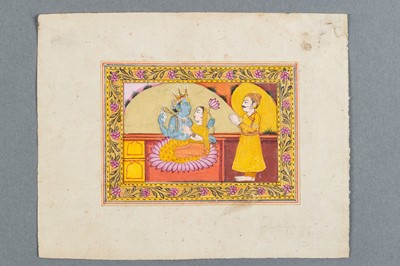 Lot 1645 - A GROUP OF SEVEN INDIAN MINIATURE PAINTINGS FROM THE LIFE OF LORD KRISHNA
