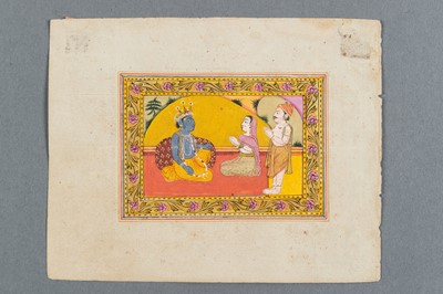 Lot 1645 - A GROUP OF SEVEN INDIAN MINIATURE PAINTINGS FROM THE LIFE OF LORD KRISHNA