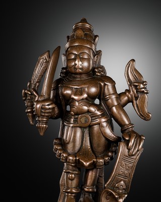 Lot 293 - A BRONZE FIGURE OF VIRABHADRA, 17TH-18TH CENTURY