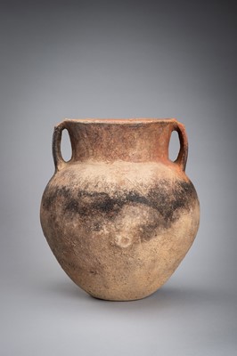 Lot 1170 - A POTTERY VASE WITH TWIN HANDLES, NEOLITHIC PERIOD