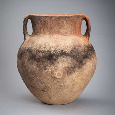 Lot 1170 - A POTTERY VASE WITH TWIN HANDLES, NEOLITHIC PERIOD