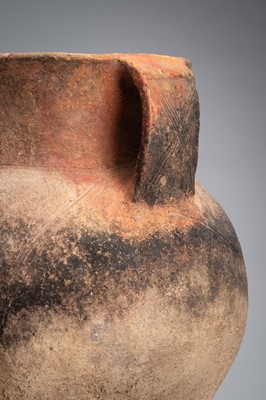 Lot 1170 - A POTTERY VASE WITH TWIN HANDLES, NEOLITHIC PERIOD