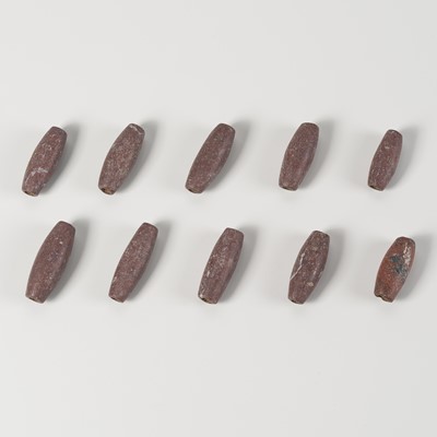 A LOT WITH 10 CAMBODIAN JASPER BEADS, c. 10TH – 12TH CENTURY