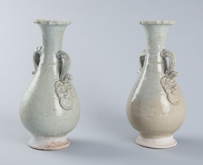 Lot 1217 - A PAIR OF QINGBAI GLAZED CERAMIC VASES, SONG TO YUAN DYNASTY