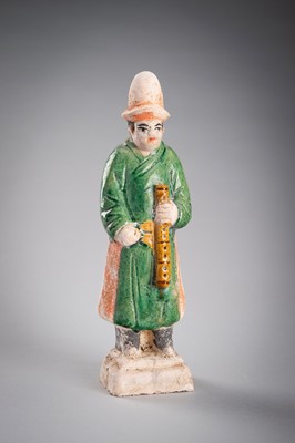 Lot 1236 - A GROUP OF FIVE POTTERY FIGURES, MING DYNASTY