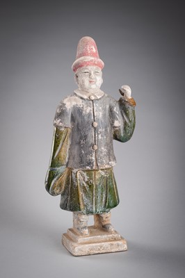 Lot 1236 - A GROUP OF FIVE POTTERY FIGURES, MING DYNASTY