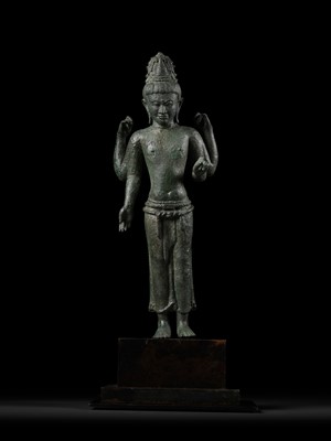 Lot 204 - A RARE BRONZE FIGURE OF MAITREYA, SRIVIJAYA, 7TH CENTURY