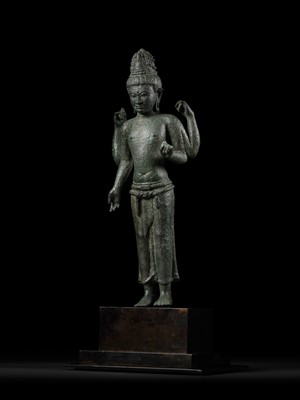 Lot 204 - A RARE BRONZE FIGURE OF MAITREYA, SRIVIJAYA, 7TH CENTURY