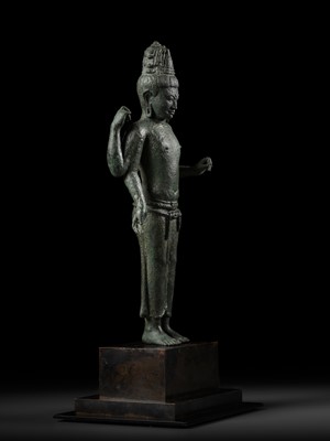 Lot 204 - A RARE BRONZE FIGURE OF MAITREYA, SRIVIJAYA, 7TH CENTURY