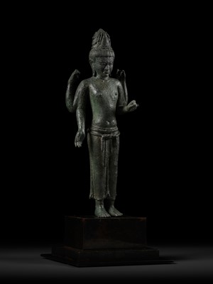 Lot 204 - A RARE BRONZE FIGURE OF MAITREYA, SRIVIJAYA, 7TH CENTURY
