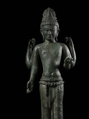 Lot 204 - A RARE BRONZE FIGURE OF MAITREYA, SRIVIJAYA, 7TH CENTURY